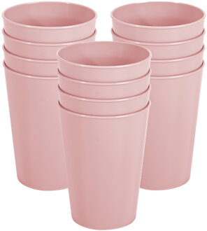 Hega hogar Onbreekbare drinkglazen - set 12x stuks - kunststof - lichtroze - 300 ml - camping/outdoor/kinderen