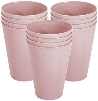 Hega hogar Onbreekbare drinkglazen - set 12x stuks - kunststof - lichtroze - 430 ml - camping/outdoor/kinderen