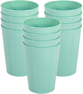 Hega hogar Onbreekbare drinkglazen - set 12x stuks - kunststof - mintgroen - 300 ml - camping/outdoor/kinderen