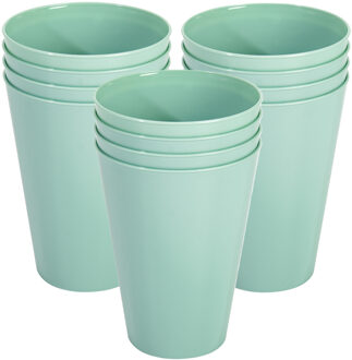 Hega hogar Onbreekbare drinkglazen - set 12x stuks - kunststof - mintgroen - 430 ml - camping/outdoor/kinderen