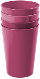 Hega hogar Onbreekbare drinkglazen - set 4x stuks - kunststof - fuchsia roze - 300 ml - camping/outdoor/kindere