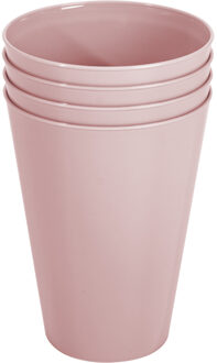 Hega hogar Onbreekbare drinkglazen - set 4x stuks - kunststof - lichtroze - 430 ml - camping/outdoor/kinderen