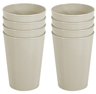 Hega hogar Onbreekbare drinkglazen - set 8x stuks - kunststof - beige - 300 ml - camping/outdoor/kinderen