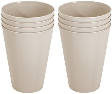 Hega hogar Onbreekbare drinkglazen - set 8x stuks - kunststof - beige - 430 ml - camping/outdoor/kinderen