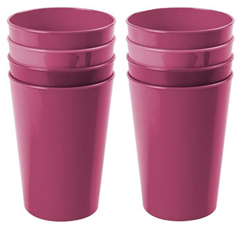 Hega hogar Onbreekbare drinkglazen - set 8x stuks - kunststof - fuchsia roze - 300 ml - camping/outdoor/kindere