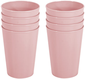 Hega hogar Onbreekbare drinkglazen - set 8x stuks - kunststof - lichtroze - 300 ml - camping/outdoor/kinderen