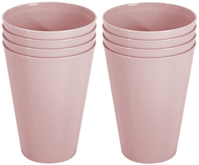 Hega hogar Onbreekbare drinkglazen - set 8x stuks - kunststof - lichtroze - 430 ml - camping/outdoor/kinderen