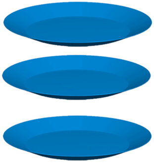 Hega hogar Ontbijt/diner bordjes - 8x - blauw - 26 cm - hard kunststof