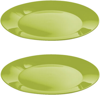 Hega hogar Ontbijtbordjes - 12x st - groen - 21 cm - hard kunststof - dinerborden - camping bordjes