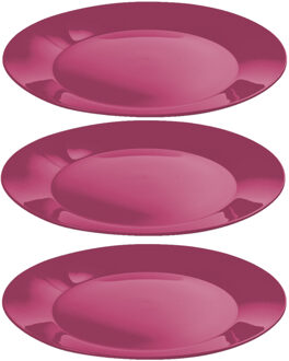 Hega hogar Ontbijtbordjes - 24x st - roze - 21 cm - hard kunststof - dinerborden - camping bordjes