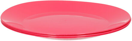 Hega hogar Ontbijtbordjes - 3x st - roze - 21 cm - hard kunststof - dinerborden - camping bordjes