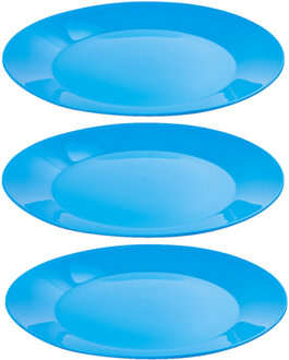 Hega hogar Ontbijtbordjes - 9x st - blauw - 21 cm - hard kunststof - dinerborden - camping bordjes