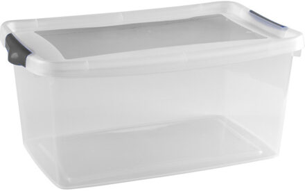 Hega hogar Opbergbox - 13 liter - 40 x 27 x 19 cm - kunststof - grijs/transparant - deksel