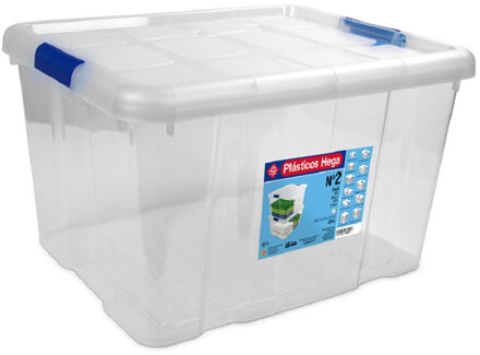 Hega hogar Opbergbox - 6x - met deksel - 42 x 35 x 25 cm - 25 Liter - Opbergbakken - Transparant
