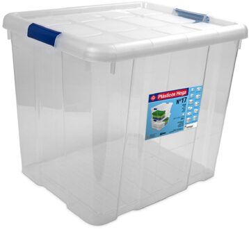 Hega hogar Opbergbox - met deksel - 42 x 35 x 35 cm - 35 Liter - Opbergbakken - Transparant