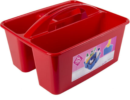 Hega hogar opbergbox/opbergmand - rood - met handvat - 6 liter - kunststof - 31 x 26,5 x 18 cm - Opbergbox