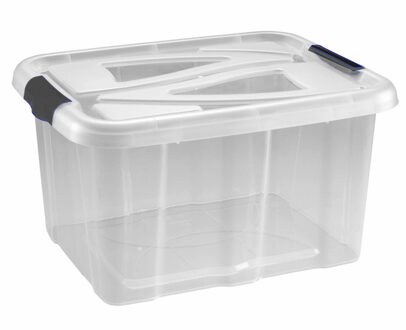 Hega hogar Opbergbox - transparant/zilvergrijs - 30 liter - 49 x 39 x 26 cm - kunststof - opbergdoos