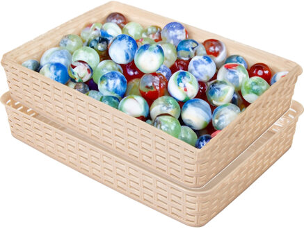 Hega hogar Opbergmandje/kastmandje - 2x - beige - 4.5 liter - kunststof - 26 x 35 x 6 cm - ladeverdelers