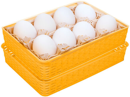 Hega hogar Opbergmandje/kastmandje - 2x - geel - 4.5 liter - kunststof - 26 x 35 x 6 cm - ladeverdelers