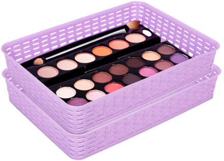 Hega hogar Opbergmandje/kastmandje - 2x - lila paars - 4.5 liter - kunststof - 26 x 35 x 6 cm - ladeverdelers