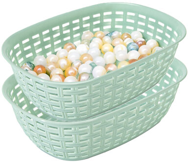 Hega hogar Opbergmandje/kastmandje - 2x - mintgroen - 2 liter - kunststof - 18 x 25 x 7 cm - kleine bakjes