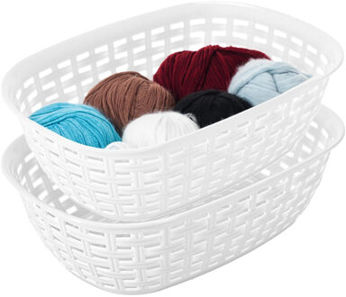 Hega hogar Opbergmandje/kastmandje - 2x - wit - 2 liter - kunststof - 18 x 25 x 7 cm - kleine bakjes