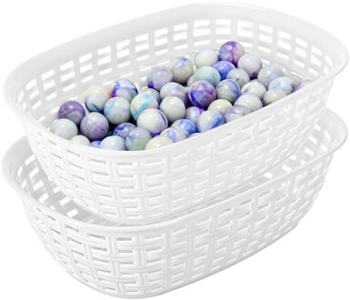 Hega hogar Opbergmandje/kastmandje - 2x - wit - 3 liter - kunststof - 21 x 30 x 7 cm - kleine bakjes