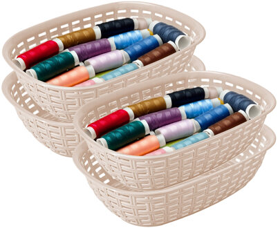 Hega hogar Opbergmandje/kastmandje - 4x - beige - 3 liter - kunststof - 21 x 30 x 7 cm - kleine bakjes