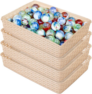 Hega hogar Opbergmandje/kastmandje - 4x - beige - 4.5 liter - kunststof - 26 x 35 x 6 cm - ladeverdelers