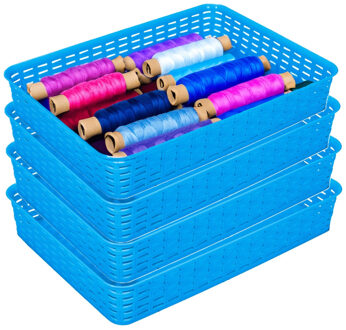 Hega hogar Opbergmandje/kastmandje - 4x - blauw - 4.5 liter - kunststof - 26 x 35 x 6 cm - ladeverdelers