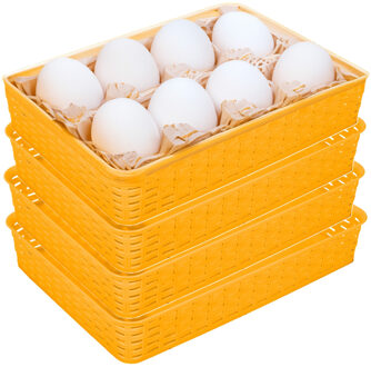 Hega hogar Opbergmandje/kastmandje - 4x - geel - 4.5 liter - kunststof - 26 x 35 x 6 cm - ladeverdelers