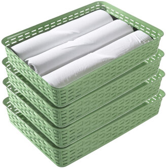 Hega hogar Opbergmandje/kastmandje - 4x - groen - 4.5 liter - kunststof - 26 x 35 x 6 cm - ladeverdelers