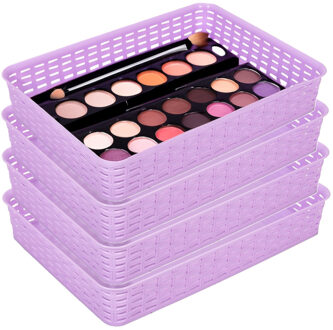 Hega hogar Opbergmandje/kastmandje - 4x - lila paars - 4.5 liter - kunststof - 26 x 35 x 6 cm - ladeverdelers