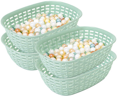 Hega hogar Opbergmandje/kastmandje - 4x - mintgroen - 2 liter - kunststof - 18 x 25 x 7 cm - kleine bakjes
