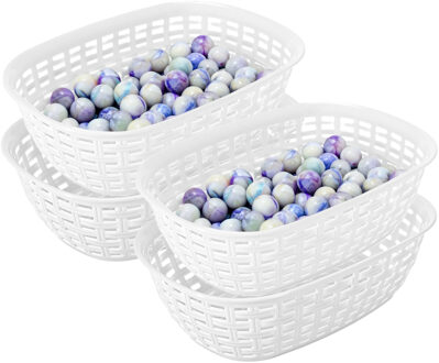 Hega hogar Opbergmandje/kastmandje - 4x - wit - 3 liter - kunststof - 21 x 30 x 7 cm - kleine bakjes