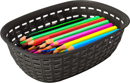 Hega hogar Opbergmandje/kastmandje - antraciet - 3 liter - kunststof - 21 x 30 x 7 cm - kleine bakjes