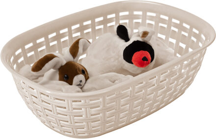 Hega hogar Opbergmandje/kastmandje - beige - 2 liter - kunststof - 18 x 25 x 7 cm - kleine bakjes