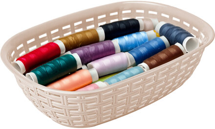 Hega hogar Opbergmandje/kastmandje - beige - 3 liter - kunststof - 21 x 30 x 7 cm - kleine bakjes