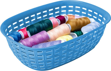 Hega hogar Opbergmandje/kastmandje - blauw - 2 liter - kunststof - 18 x 25 x 7 cm - kleine bakjes