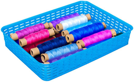 Hega hogar Opbergmandje/kastmandje - blauw - 4.5 liter - kunststof - 26 x 35 x 6 cm - ladeverdelers