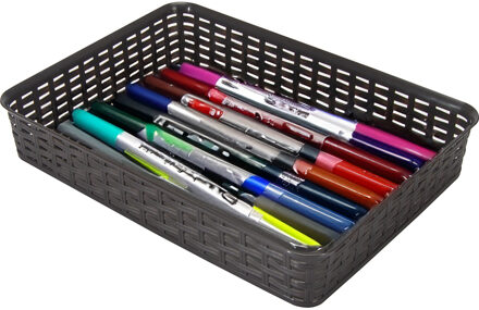 Hega hogar Opbergmandje/kastmandje - donkerbruin - 4.5 liter - kunststof - 26 x 35 x 6 cm - ladeverdelers