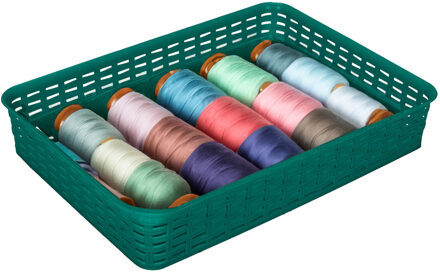 Hega hogar Opbergmandje/kastmandje - donkergroen - 4.5 liter - kunststof - 26 x 35 x 6 cm - ladeverdelers