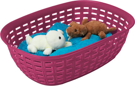 Hega hogar Opbergmandje/kastmandje - fuchsia roze - 2 liter - kunststof - 18 x 25 x 7 cm - kleine bakjes