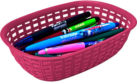 Hega hogar Opbergmandje/kastmandje - fuchsia roze - 3 liter - kunststof - 21 x 30 x 7 cm - kleine bakjes