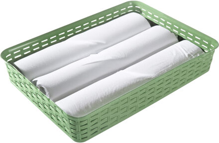 Hega hogar Opbergmandje/kastmandje - groen - 4.5 liter - kunststof - 26 x 35 x 6 cm - ladeverdelers