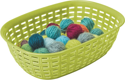 Hega hogar Opbergmandje/kastmandje - limegroen - 2 liter - kunststof - 18 x 25 x 7 cm - kleine bakjes