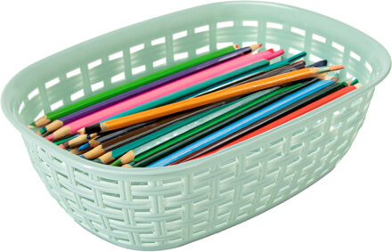 Hega hogar Opbergmandje/kastmandje - mintgroen - 3 liter - kunststof - 21 x 30 x 7 cm - kleine bakjes