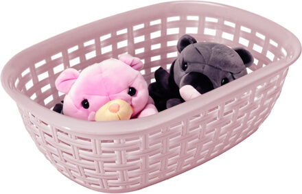 Hega hogar Opbergmandje/kastmandje - roze - 2 liter - kunststof - 18 x 25 x 7 cm - kleine bakjes