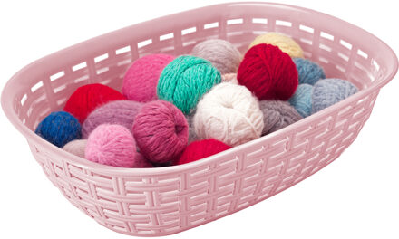 Hega hogar Opbergmandje/kastmandje - roze - 3 liter - kunststof - 21 x 30 x 7 cm - kleine bakjes