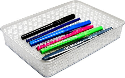 Hega hogar Opbergmandje/kastmandje - transparant - 4.5 liter - kunststof - 26 x 35 x 6 cm - ladeverdelers